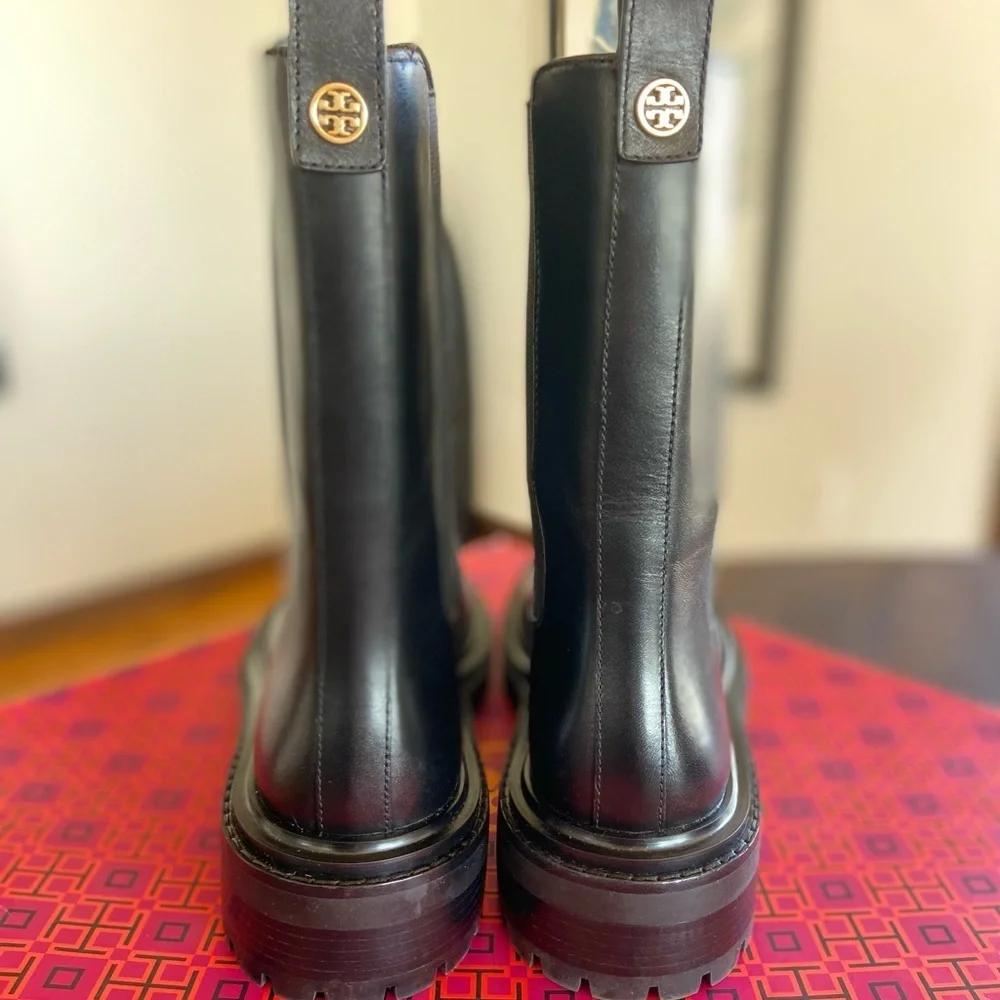 TORY BURCH REVOLVE Black Mid-Calf Leather Boots